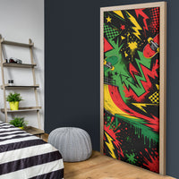 Skateboarder Spray Painter Door Cover Rasta Colors Graffiti Streetwear Pop Art Graphic