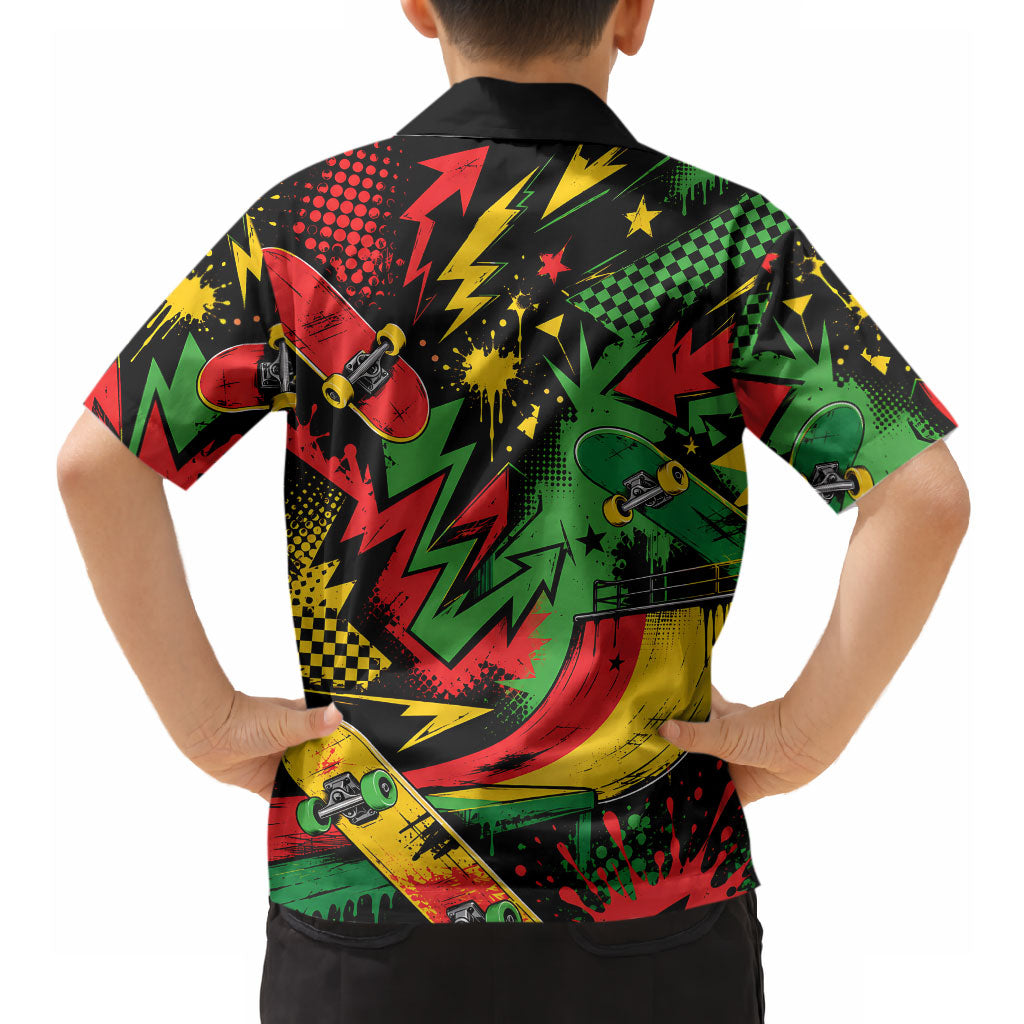 Skateboarder Spray Painter Hawaiian Shirt Rasta Colors Graffiti Streetwear Pop Art Graphic