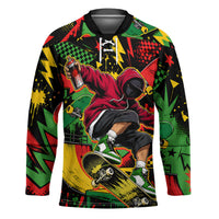 Skateboarder Spray Painter Hockey Jersey Rasta Colors Graffiti Streetwear Pop Art Graphic