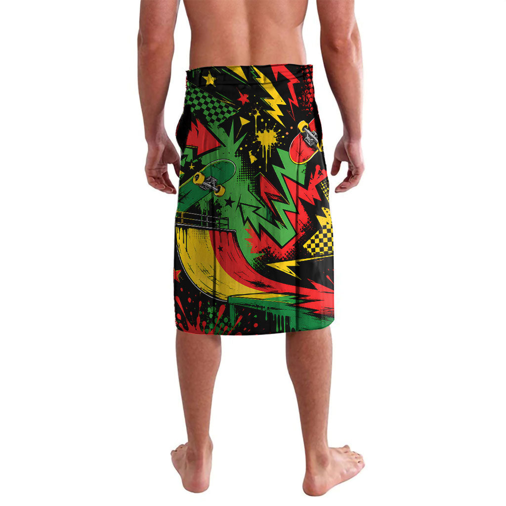 Skateboarder Spray Painter Lavalava Rasta Colors Graffiti Streetwear Pop Art Graphic