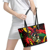 Skateboarder Spray Painter Leather Tote Bag Rasta Colors Graffiti Streetwear Pop Art Graphic