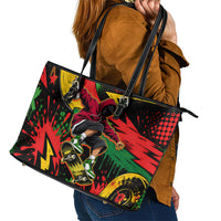 Skateboarder Spray Painter Leather Tote Bag Rasta Colors Graffiti Streetwear Pop Art Graphic