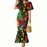 Skateboarder Spray Painter Mermaid Dress Rasta Colors Graffiti Streetwear Pop Art Graphic