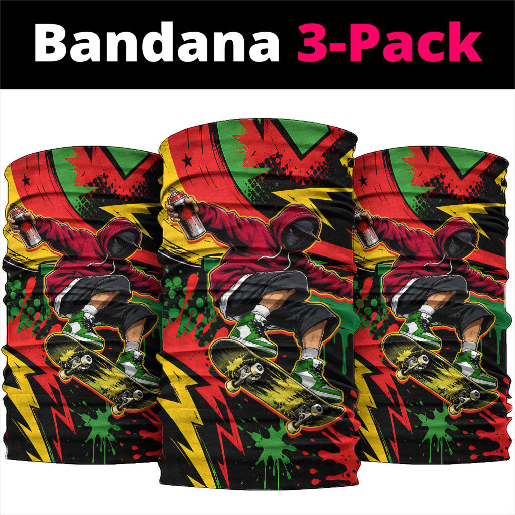 Skateboarder Spray Painter Neck Gaiter Rasta Colors Graffiti Streetwear Pop Art Graphic