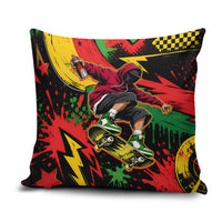 Skateboarder Spray Painter Pillow Cover Rasta Colors Graffiti Streetwear Pop Art Graphic