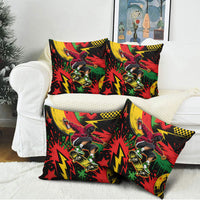 Skateboarder Spray Painter Pillow Cover Rasta Colors Graffiti Streetwear Pop Art Graphic