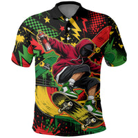 Skateboarder Spray Painter Polo Shirt Rasta Colors Graffiti Streetwear Pop Art Graphic