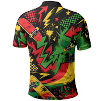 Skateboarder Spray Painter Polo Shirt Rasta Colors Graffiti Streetwear Pop Art Graphic
