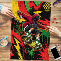 Skateboarder Spray Painter Puzzle Rasta Colors Graffiti Streetwear Pop Art Graphic