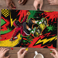Skateboarder Spray Painter Puzzle Rasta Colors Graffiti Streetwear Pop Art Graphic