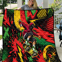 Skateboarder Spray Painter Quilt Rasta Colors Graffiti Streetwear Pop Art Graphic