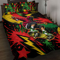 Skateboarder Spray Painter Quilt Bed Set Rasta Colors Graffiti Streetwear Pop Art Graphic