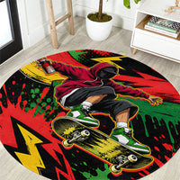 Skateboarder Spray Painter Round Carpet Rasta Colors Graffiti Streetwear Pop Art Graphic