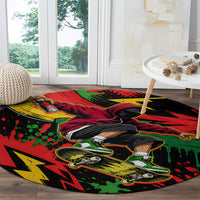 Skateboarder Spray Painter Round Carpet Rasta Colors Graffiti Streetwear Pop Art Graphic