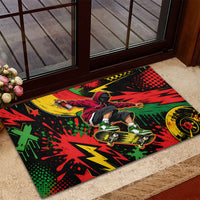 Skateboarder Spray Painter Rubber Doormat Rasta Colors Graffiti Streetwear Pop Art Graphic