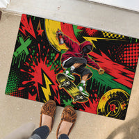 Skateboarder Spray Painter Rubber Doormat Rasta Colors Graffiti Streetwear Pop Art Graphic