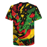 Skateboarder Spray Painter Rugby Jersey Rasta Colors Graffiti Streetwear Pop Art Graphic