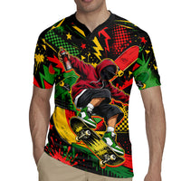 Skateboarder Spray Painter Rugby Jersey Rasta Colors Graffiti Streetwear Pop Art Graphic