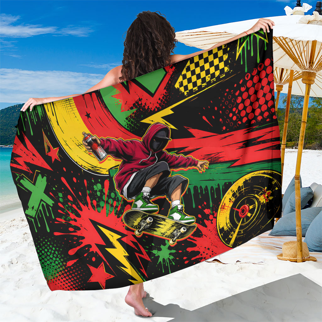 Skateboarder Spray Painter Sarong Rasta Colors Graffiti Streetwear Pop Art Graphic
