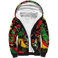 Skateboarder Spray Painter Sherpa Hoodie Rasta Colors Graffiti Streetwear Pop Art Graphic