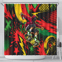 Skateboarder Spray Painter Shower Curtain Rasta Colors Graffiti Streetwear Pop Art Graphic