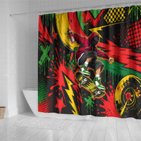 Skateboarder Spray Painter Shower Curtain Rasta Colors Graffiti Streetwear Pop Art Graphic