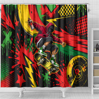 Skateboarder Spray Painter Shower Curtain Rasta Colors Graffiti Streetwear Pop Art Graphic