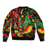 Skateboarder Spray Painter Sleeve Zip Bomber Jacket Rasta Colors Graffiti Streetwear Pop Art Graphic