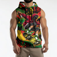 Skateboarder Spray Painter Sleeveless Hoodie Rasta Colors Graffiti Streetwear Pop Art Graphic