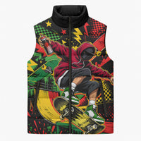 Skateboarder Spray Painter Sleeveless Puffer Jacket Rasta Colors Graffiti Streetwear Pop Art Graphic