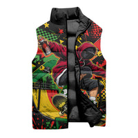 Skateboarder Spray Painter Sleeveless Puffer Jacket Rasta Colors Graffiti Streetwear Pop Art Graphic