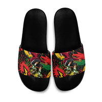 Skateboarder Spray Painter Slide Sandals Rasta Colors Graffiti Streetwear Pop Art Graphic