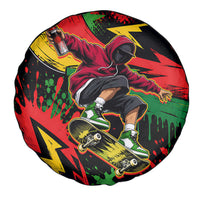 Skateboarder Spray Painter Spare Tire Cover Rasta Colors Graffiti Streetwear Pop Art Graphic
