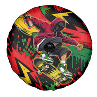 Skateboarder Spray Painter Spare Tire Cover Rasta Colors Graffiti Streetwear Pop Art Graphic