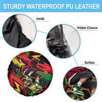 Skateboarder Spray Painter Spare Tire Cover Rasta Colors Graffiti Streetwear Pop Art Graphic
