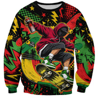 Skateboarder Spray Painter Sweatshirt Rasta Colors Graffiti Streetwear Pop Art Graphic