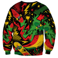 Skateboarder Spray Painter Sweatshirt Rasta Colors Graffiti Streetwear Pop Art Graphic