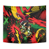 Skateboarder Spray Painter Tapestry Rasta Colors Graffiti Streetwear Pop Art Graphic