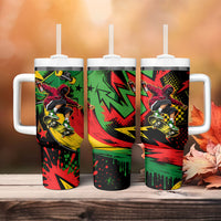 Skateboarder Spray Painter Tumbler With Handle Rasta Colors Graffiti Streetwear Pop Art Graphic