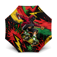 Skateboarder Spray Painter Umbrella Rasta Colors Graffiti Streetwear Pop Art Graphic