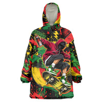 Skateboarder Spray Painter Wearable Blanket Hoodie Rasta Colors Graffiti Streetwear Pop Art Graphic