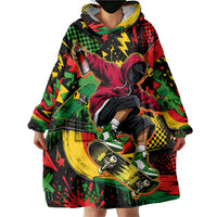Skateboarder Spray Painter Wearable Blanket Hoodie Rasta Colors Graffiti Streetwear Pop Art Graphic
