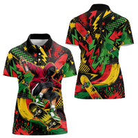 Skateboarder Spray Painter Women Polo Shirt Rasta Colors Graffiti Streetwear Pop Art Graphic