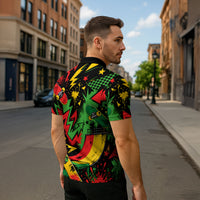 Skateboarder Spray Painter Zipper Polo Shirt Rasta Colors Graffiti Streetwear Pop Art Graphic