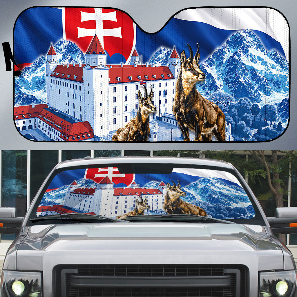 Slovakia Where Eagles Fly Auto Sun Shade Bratislava Castle Chamois Eagle Patriotism