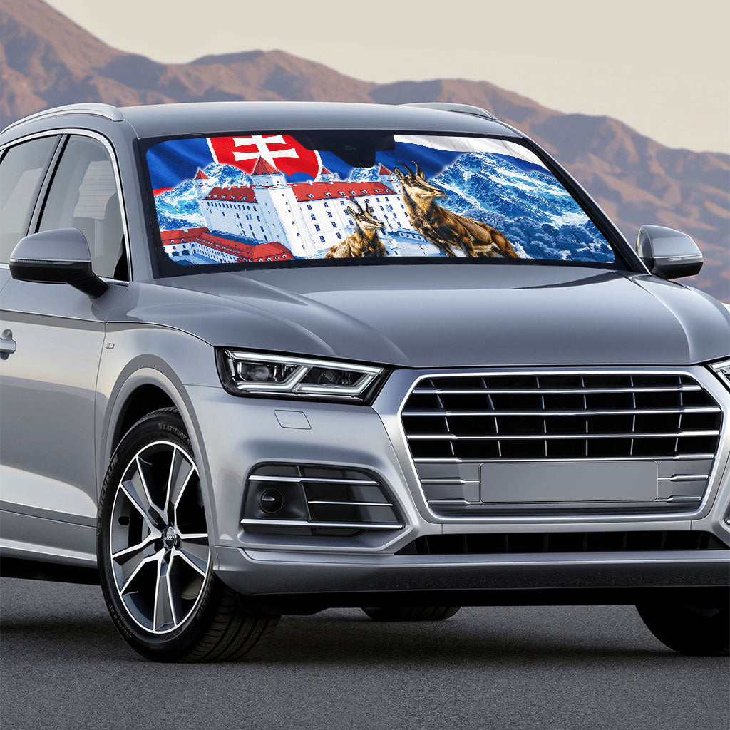 Slovakia Where Eagles Fly Auto Sun Shade Bratislava Castle Chamois Eagle Patriotism