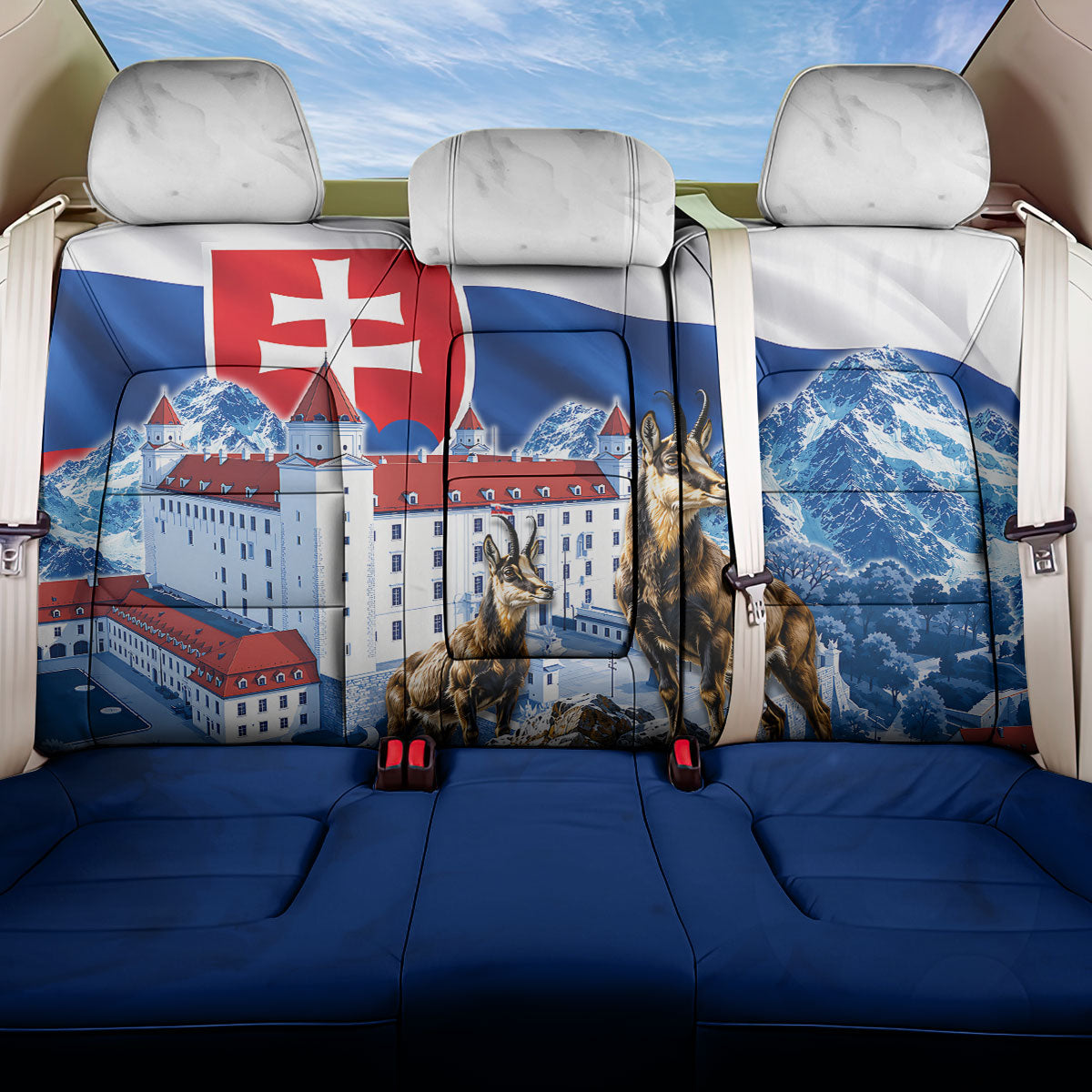 Slovakia Where Eagles Fly Back Car Seat Cover Bratislava Castle Chamois Eagle Patriotism