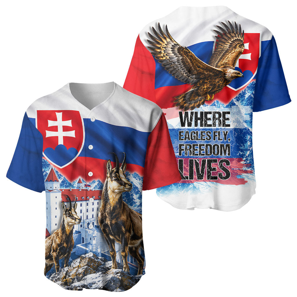 Slovakia Where Eagles Fly Baseball Jersey Bratislava Castle Chamois Eagle Patriotism