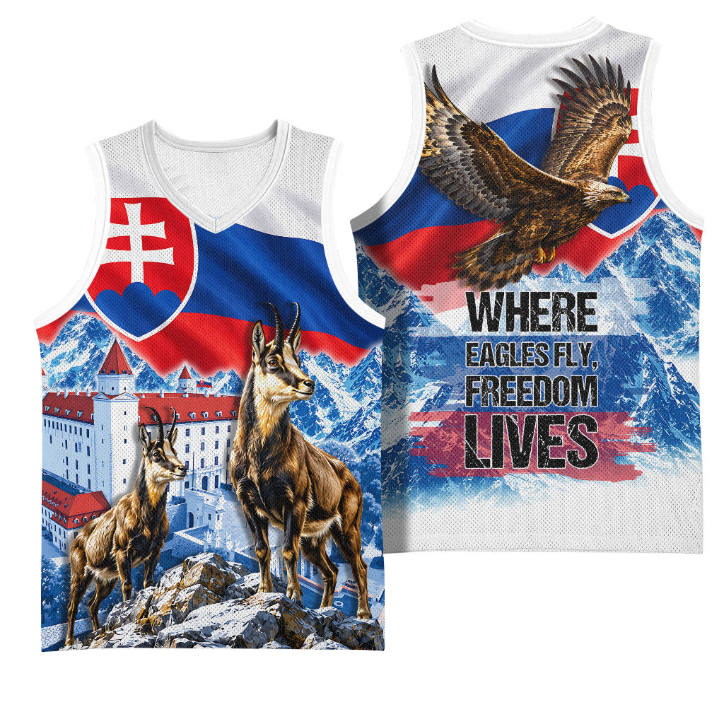 Slovakia Where Eagles Fly Basketball Jersey Bratislava Castle Chamois Eagle Patriotism
