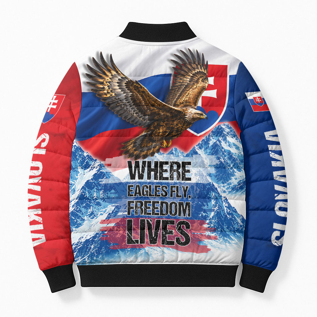 Slovakia Where Eagles Fly Bomber Puffer Jacket Bratislava Castle Chamois Eagle Patriotism